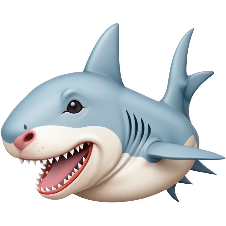 Bull terrier wearing shark hat emoji