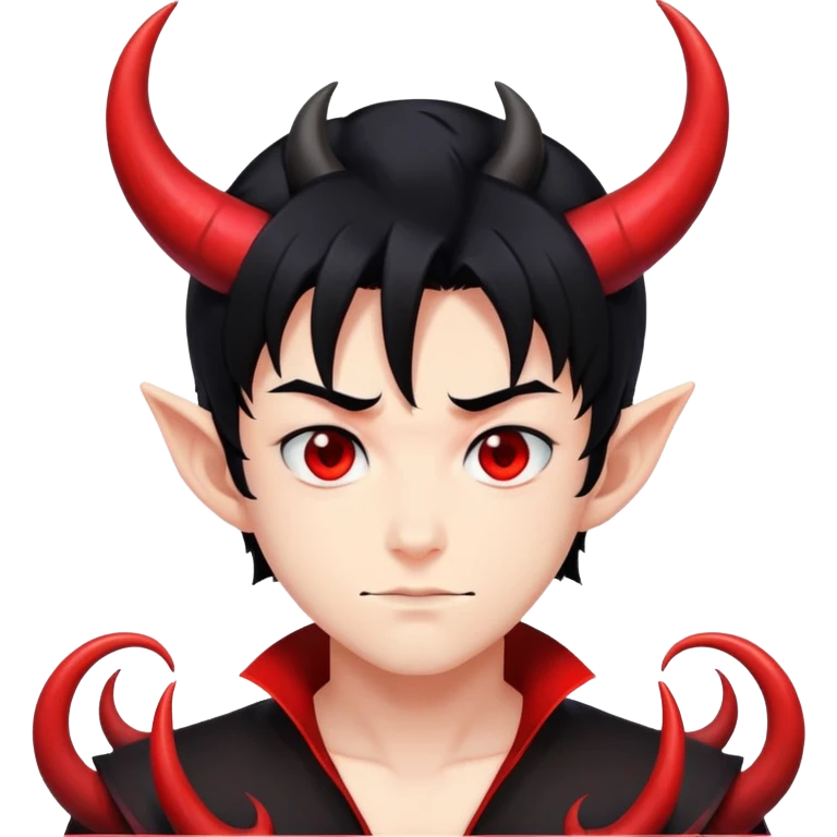 Cool anime devil boy with black hair and curved horns emoji