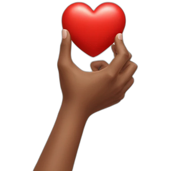 human holding a red heart emoji