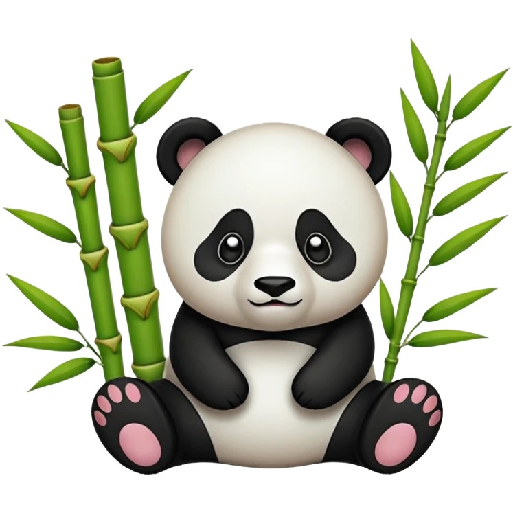 Çok tatlı elinde bambu olan ve arkasında bambu ağaçları olan panda ama elinde ısıracakken bambu tutsun emoji