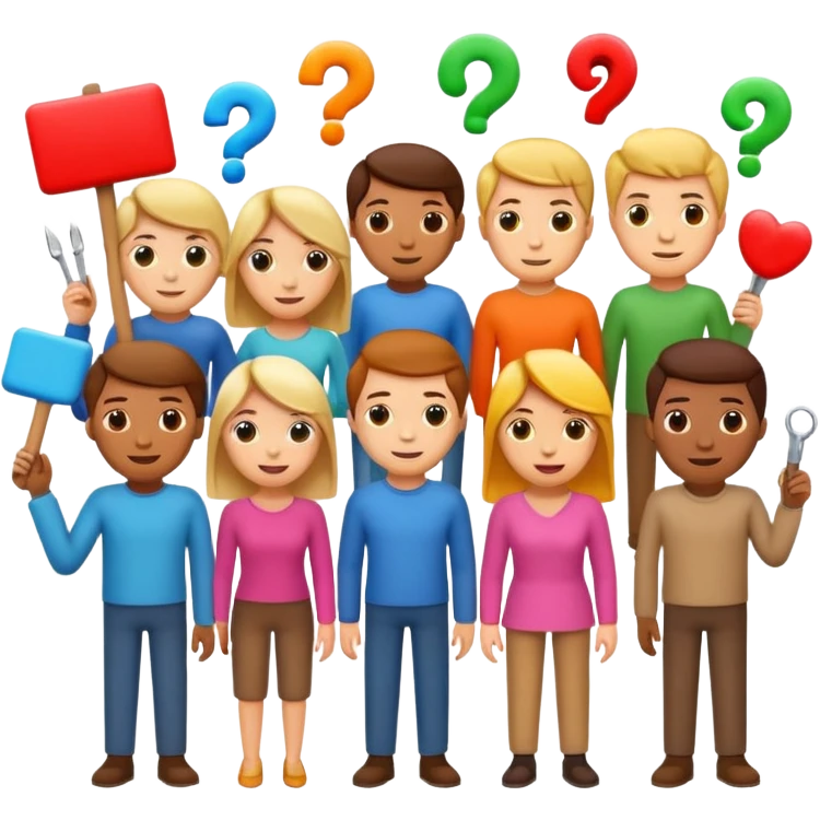 playful iOS emoji-style group of creators each with a different creative tool gathered under the name 'unemployd retards', vibrant and fun emoji