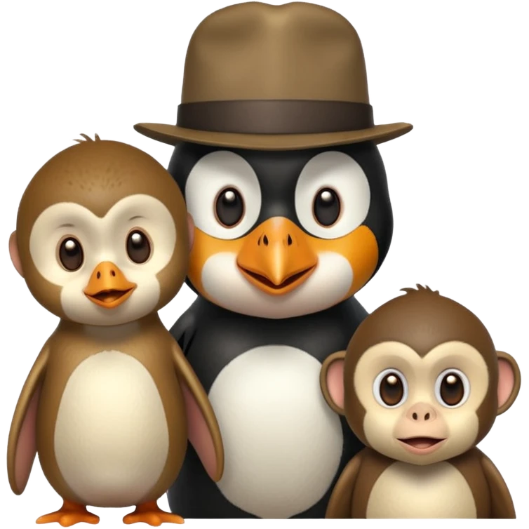 Penguin et singe a un enfant qui a 20 emoji