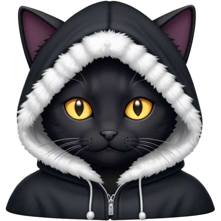 Black cat wearing hood emoji
