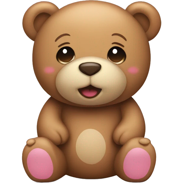 Light brown teddy bear with pink blush cheeks emoji