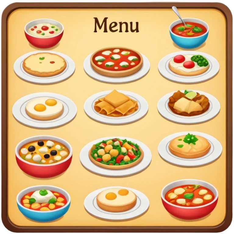 Menu food board emoji