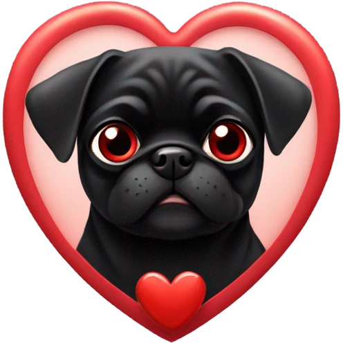Valentines black pug emoji