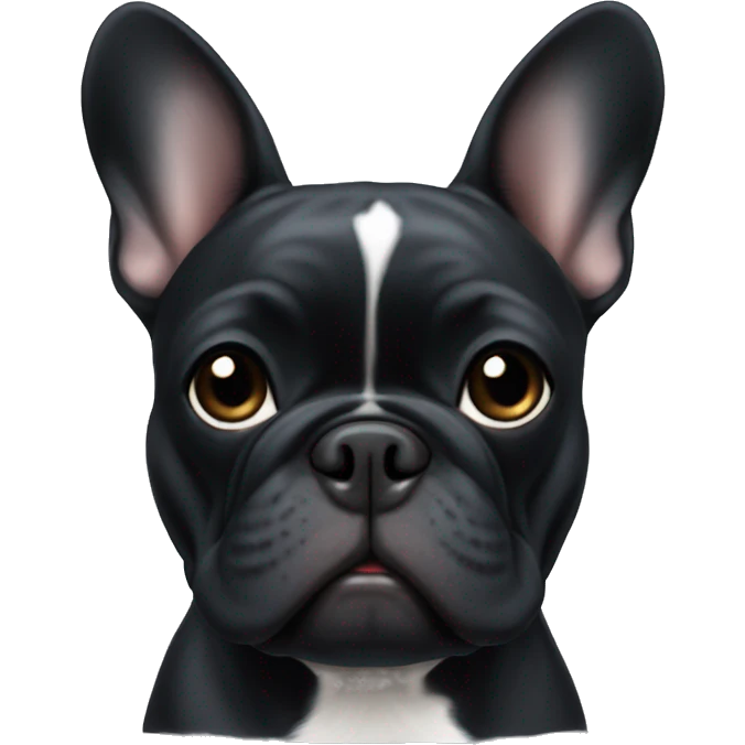 An all-black French bulldog with a white breast emoji