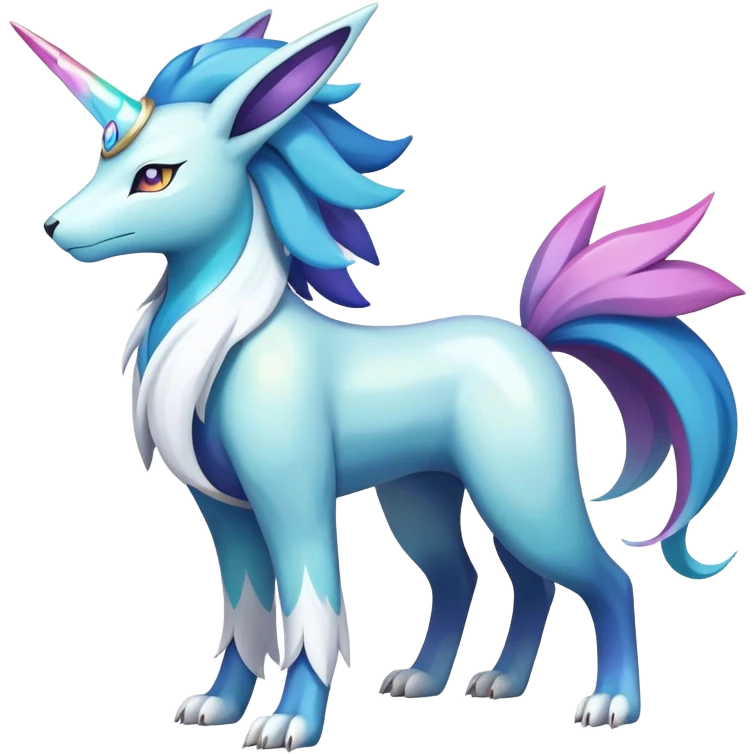 Shiny Colorful Iridescent Amaura-Cobalion-Suicune-fakemon (full body) emoji