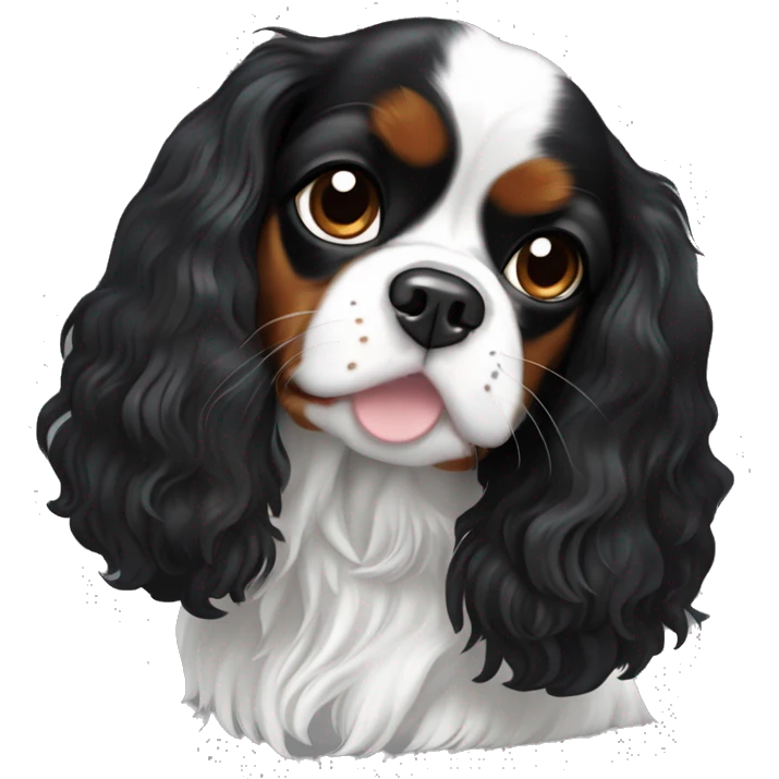 dog black and white cavalier king charles spaniel emoji