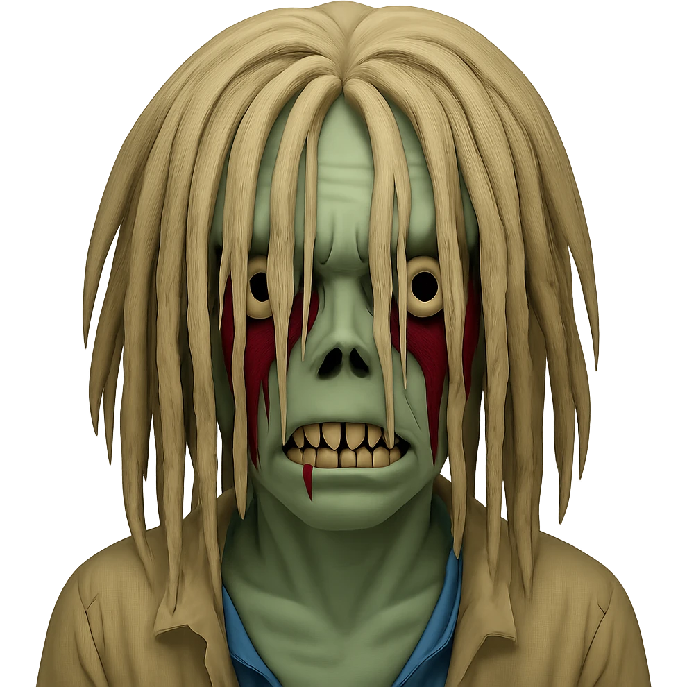 Make the dreads shorter and covering the face, keep the background transparent. The style should maintain the original look of the image. emoji