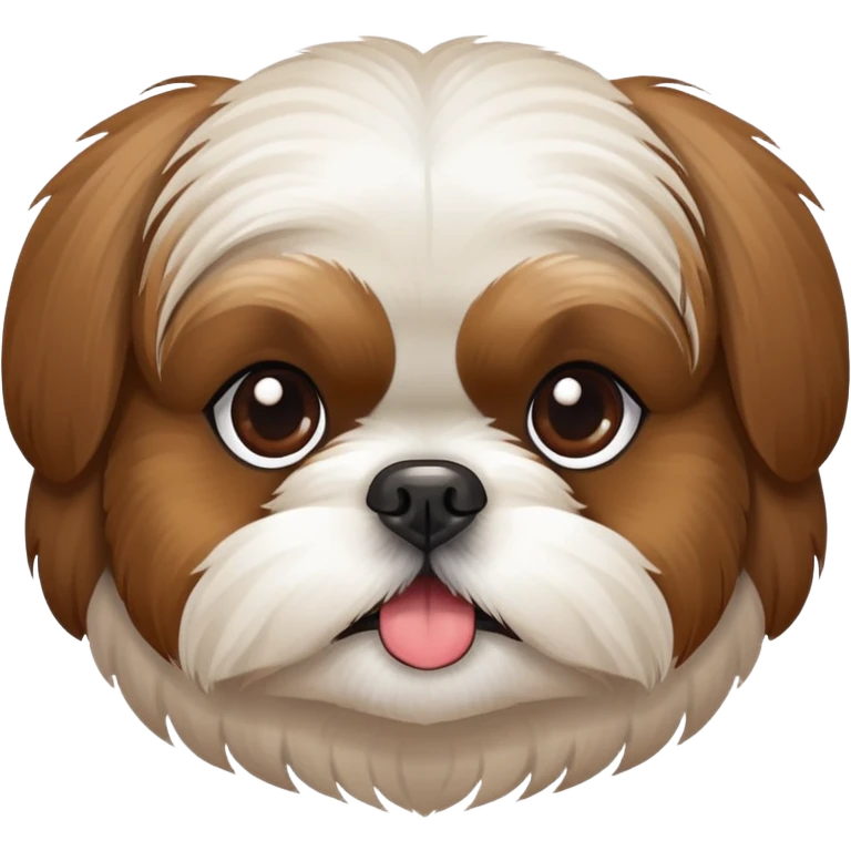 shitzu  dog face with brown face and white nose area emoji
