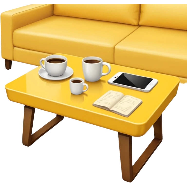 yellow coffe table, coffee on top
 emoji