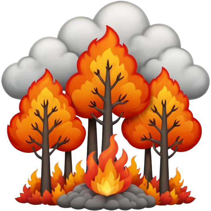 a forest fire were every tree is in fire  emoji