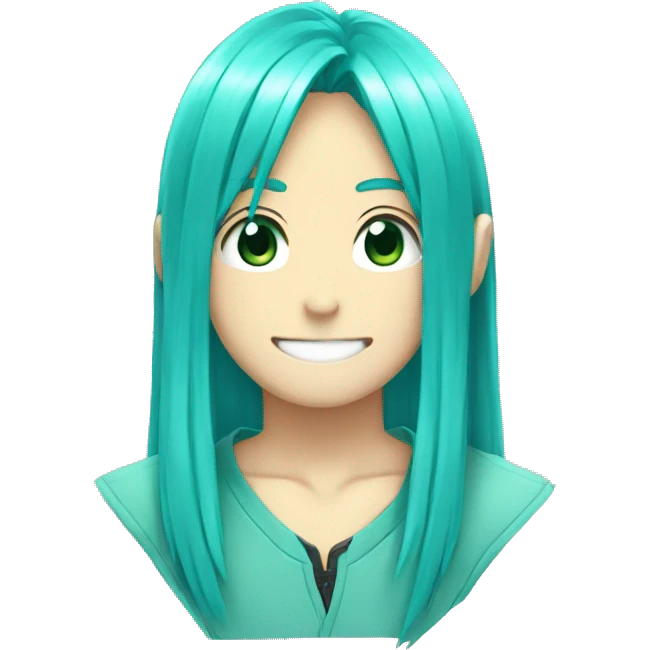 guy with hatsune miku's hair emoji