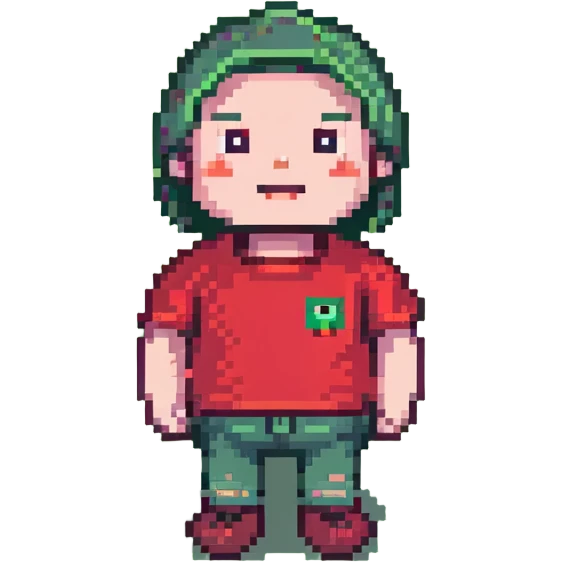 Meno character wearing a red t-shirt emoji