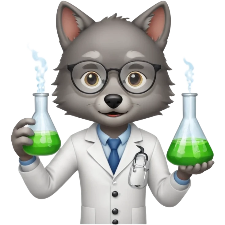 A wolf dressed as a scientist emoji