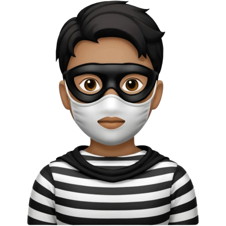 burglar with mask and black white stripe clothes emoji