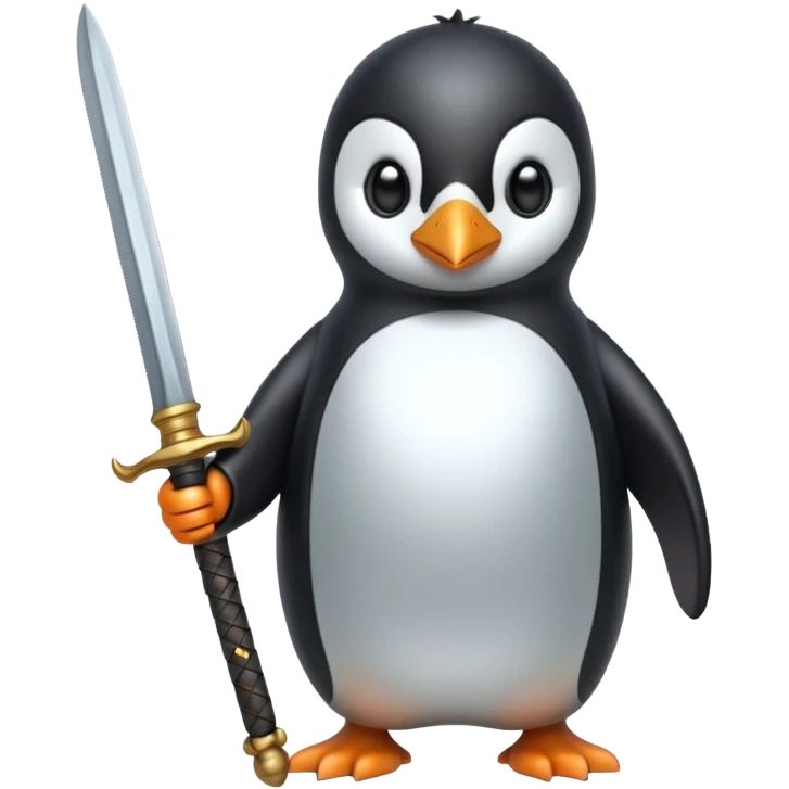 Penguin sword in hand emoji