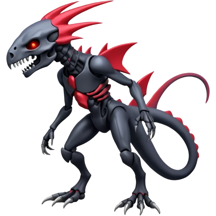 Shiny Futuristic Badass Spectral Dusky Spooky Skull-faced Cool Hot Stylish Handsome Salandit-Darkrai-Genesect-Fakémon-fusion (full body) emoji