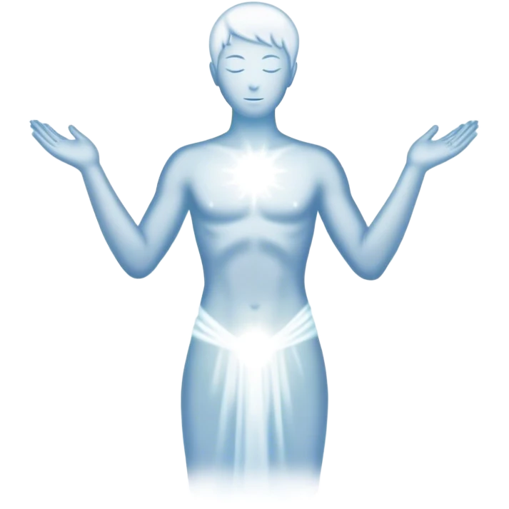 White strong spiritual aura emits from human silhouette  emoji