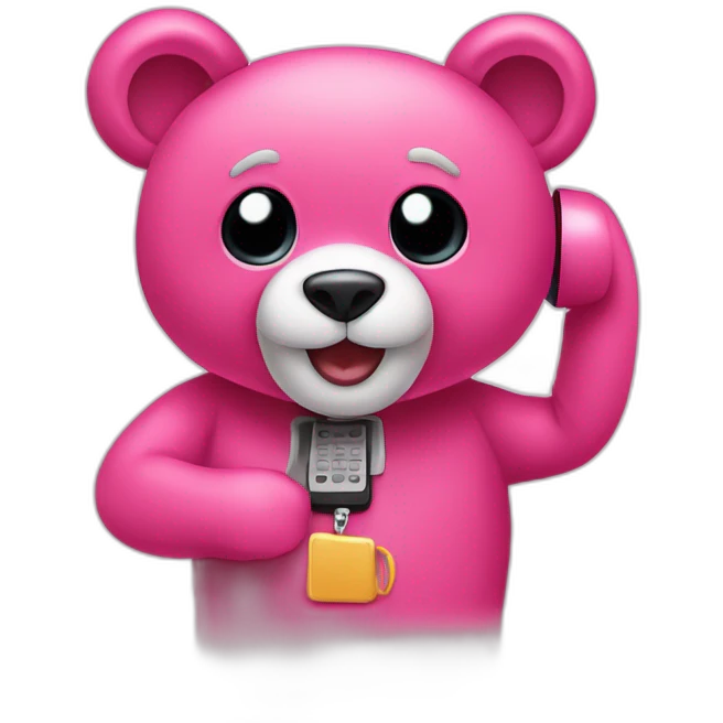 Osito rosa  con un telefono emoji
