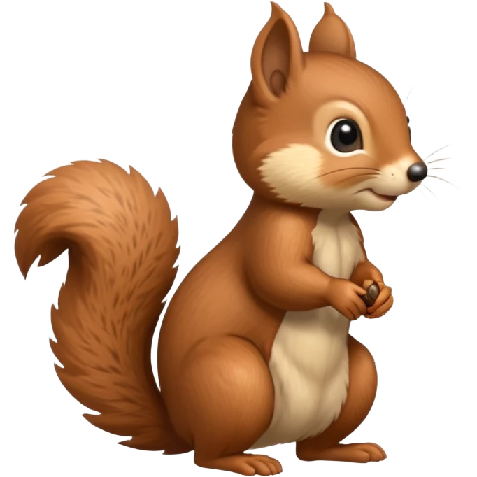 A cute little squirrel, full body, standing in side view. emoji