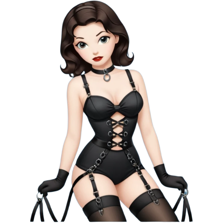 brunette pinup girl in bondage with stocking emoji