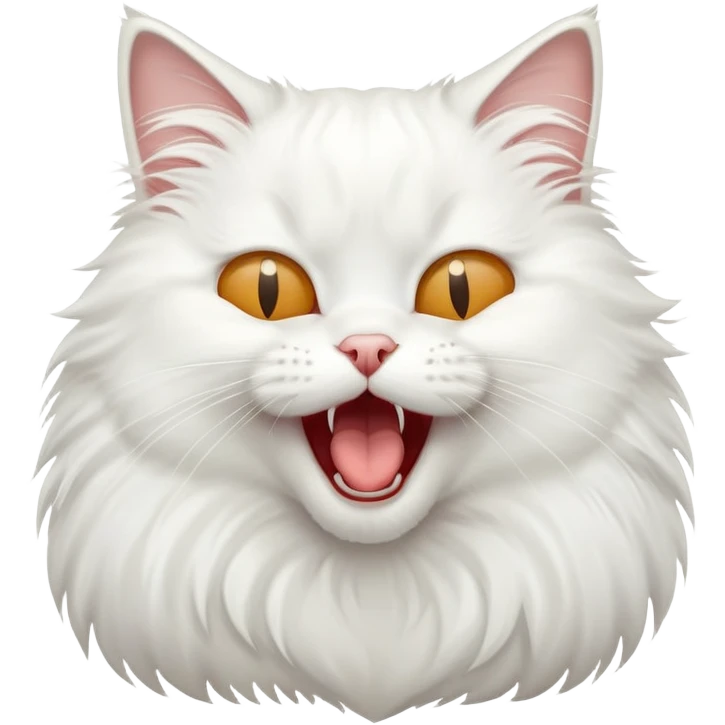white cat yawns  emoji