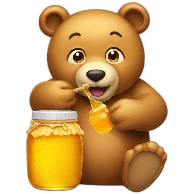 A honey bear eating out of a jar of honey emoji