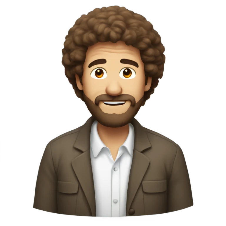 man using toilet but the man looks like bob ross emoji