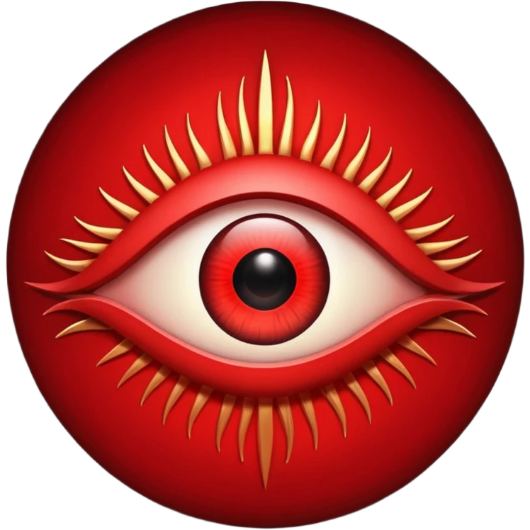 Occult eye symbol glowing red, protective ward, minimal esoteric design emoji