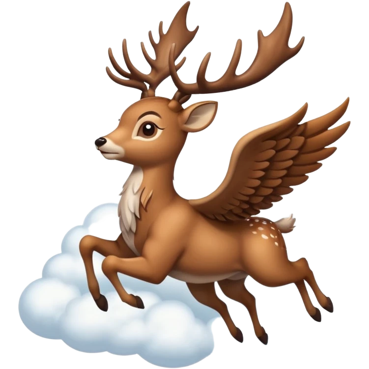 Make a 10 point deer with wings and its flying on a cloud and it is going crazy emoji