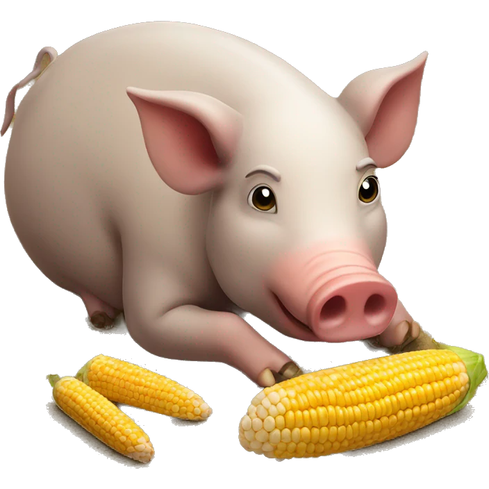 Hog eating corn on the ground emoji