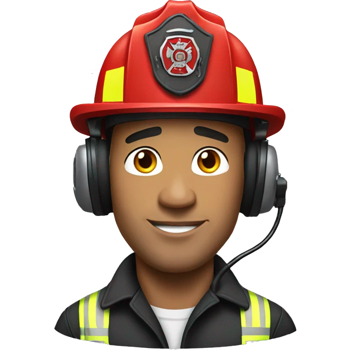 the rock as fireman with headset on his head emoji
