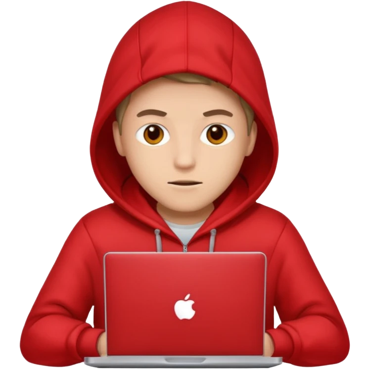 hacker with red hudi and with laptop  emoji