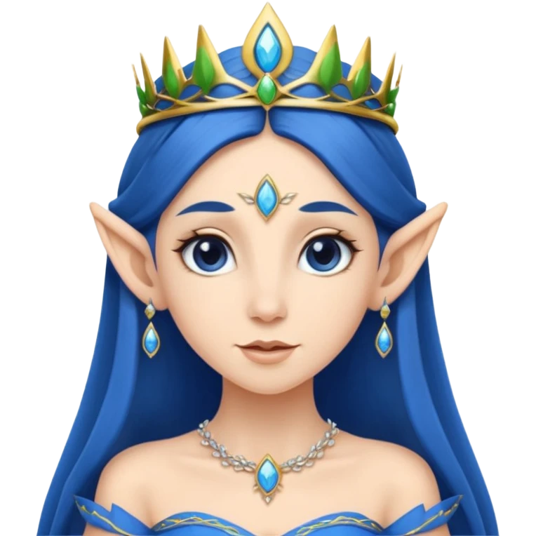 elf woman wearing tiara and blue cloathing dark hair emoji