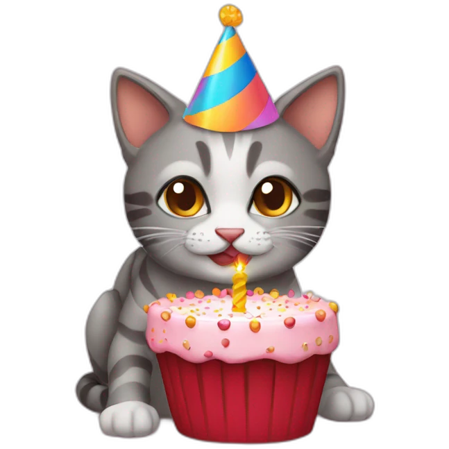 Cat birthday emoji