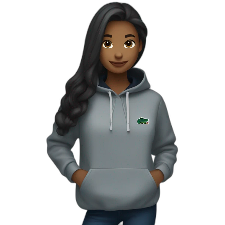 Lacoste bag girl with black lacoste hoodie emoji
