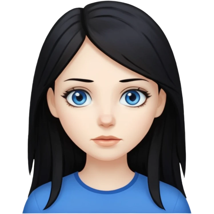 white woman with choppy long black hair emoji