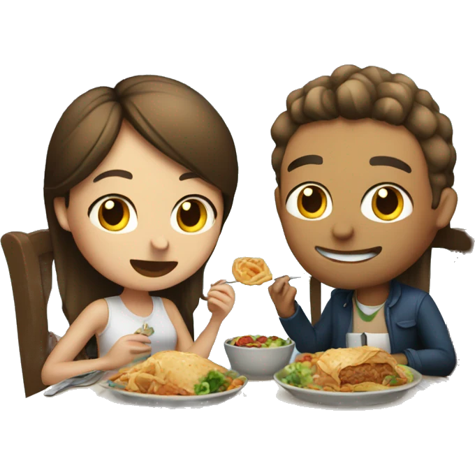 Boyfriend and girlfriend eating dinner emoji
