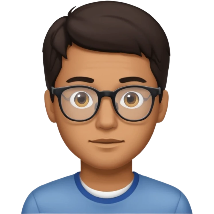chico joven cabello marron oscuro con lentes estilo ios 18 emoji