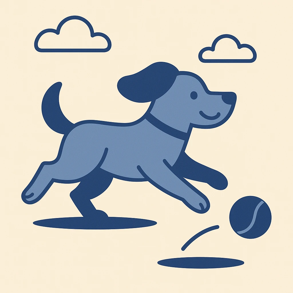 happy dog running after ball emoji