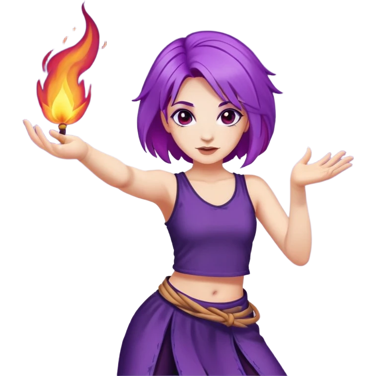 Poi fire dance, girl with purple hair emoji