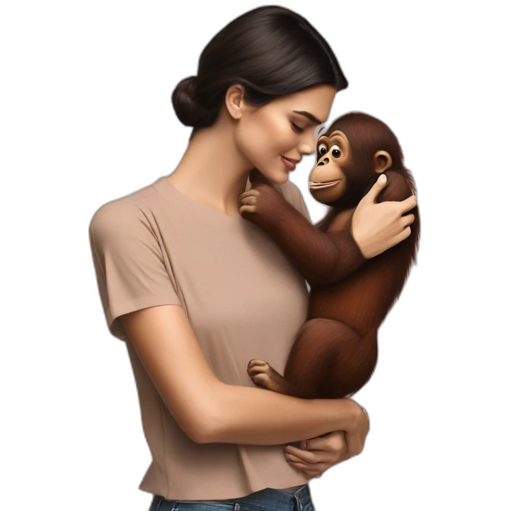 Kendall Jenner kissing orangutan emoji