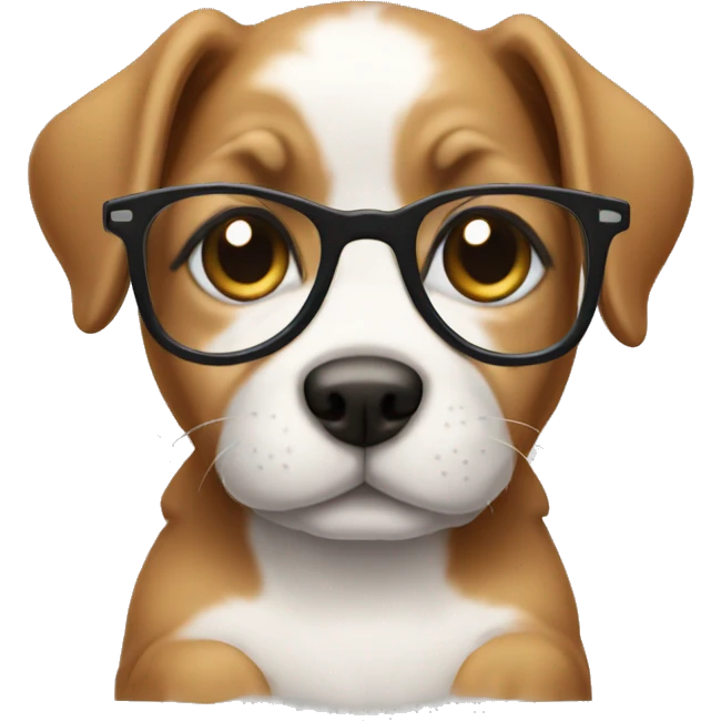 Puppy wearing glasses emoji