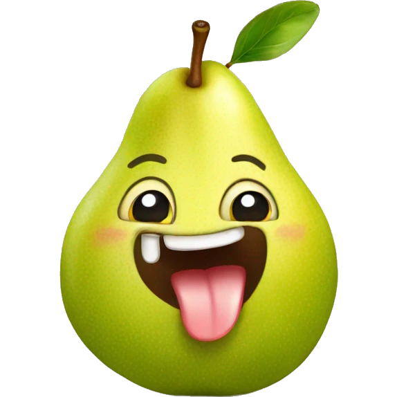 Cute happy pear with tongue emoji