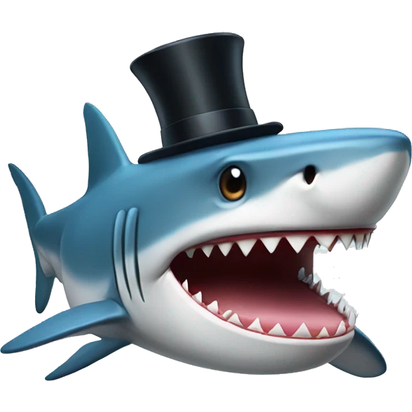 Shark with a top hat emoji