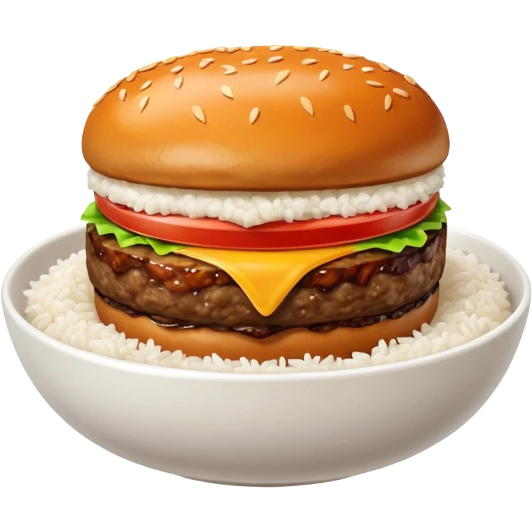 I want a hamburger patty on a bowl of rice. just the meat patty not bun, lettuce, cheese, tomato, etc emoji