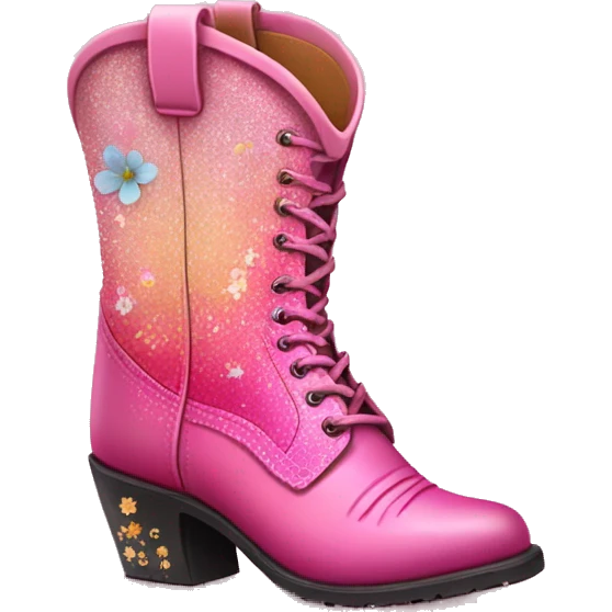 Pink ombre country boots with glitter and flowers inside the boots emoji