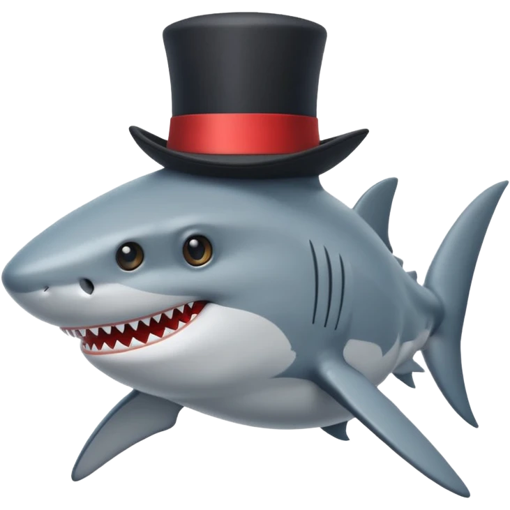 Shark with a top hat emoji